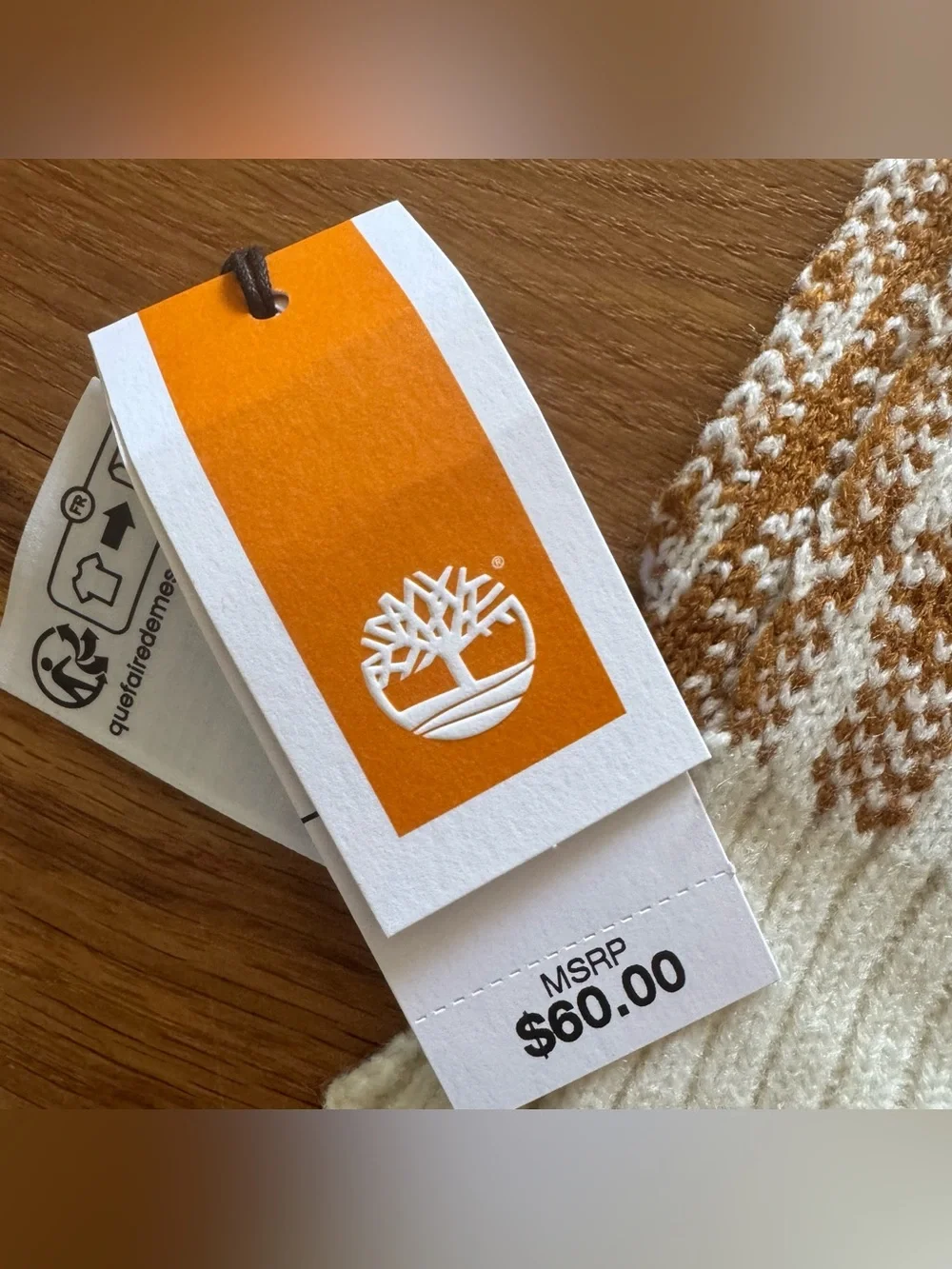 Timberland Mustard Cream Plaid Knit Scarf Unisex Winter Acrylic OS MSRP $60 NWT